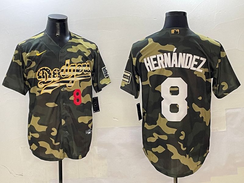 Men Los Angeles Dodgers #8 Hernandez Camo Joint Name 2025 Nike MLB Jersey style 9